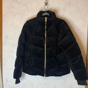 Juicy Couture Black Velour Quilted Down Puffer Jacket